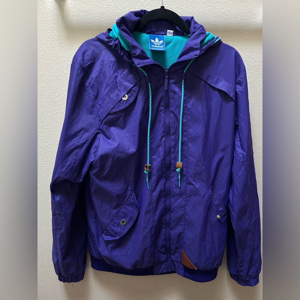 Adidas windbreaker purple and teal jacket